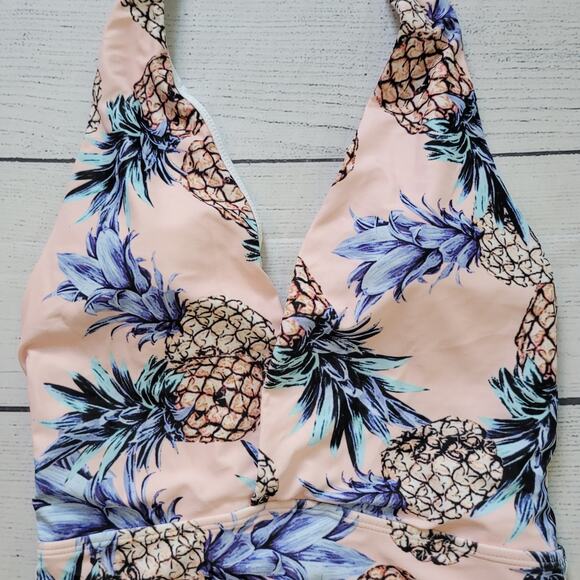 Merida Vida	Size	XS	NEW Pineapple Print Cheeky One Piece Halter Swim Suit Pink - Picture 3 of 11